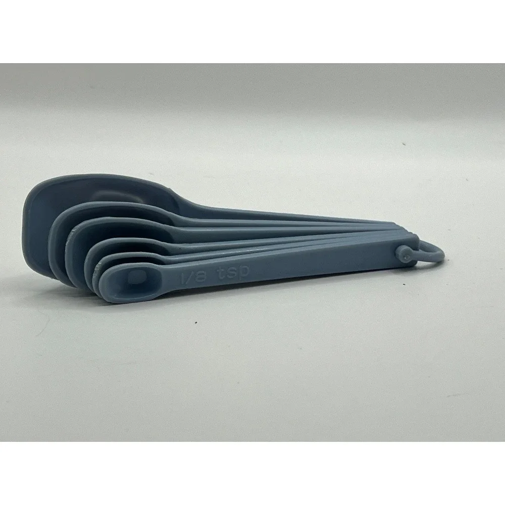 Vintage Measuring Spoons‎ Set Blue Plastic Nesting Kitchen Baking Cooking